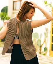 【SHIHOさん着用・レイヤード・旬スタイル】リネンコットン ベスト