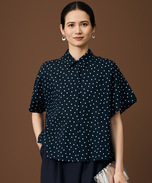 【WEB&一部店舗限定・サラリ触感】コットンサッカープリント シャツ