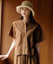 【SHIHOさん着用・レビュー高評価・1枚で着映える・清涼感】エンブロイダリーローンレース ブラウス