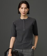 【SHIHOさん着用・トレンド感抜群】シアーシルクブレンドヘンリーネック ニット