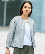 【SHIHOさん着用・顔まわり華やか・軽やか】シアースラブジャガード ジャケット