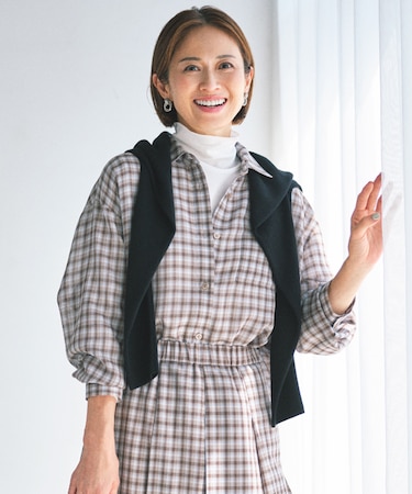 【セットアップ対応可】ハイツイストシアーチェック シャツ