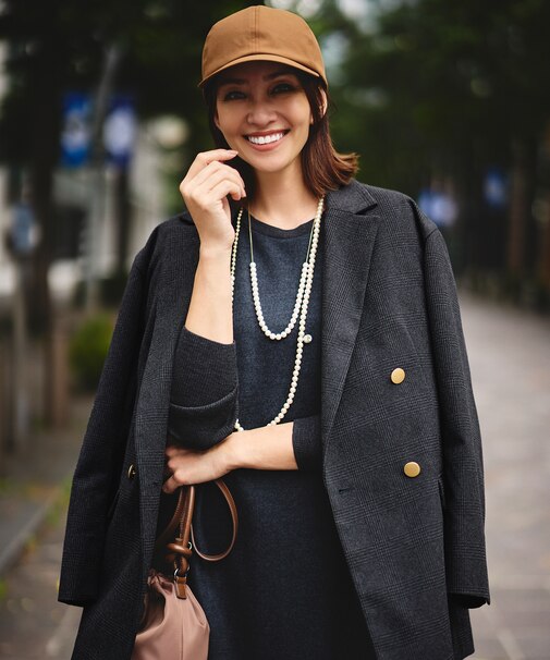 【SHIHOさん着用・オンオフ活躍・品よく決まる】チェックパターン ジャコット