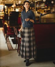 【カタログ掲載・セットアップ対応・品よく華やぐ】TWハイツイストビエラチェック柄プリーツ スカート