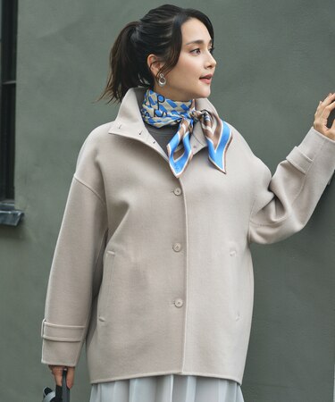 【SHIHOさん着用・定番人気素材・万能バランス丈】ウールリバーショート コート