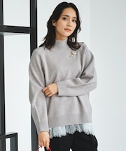 【カタログ掲載】ウールカシミヤブレンドスパンコールハイネック ニット