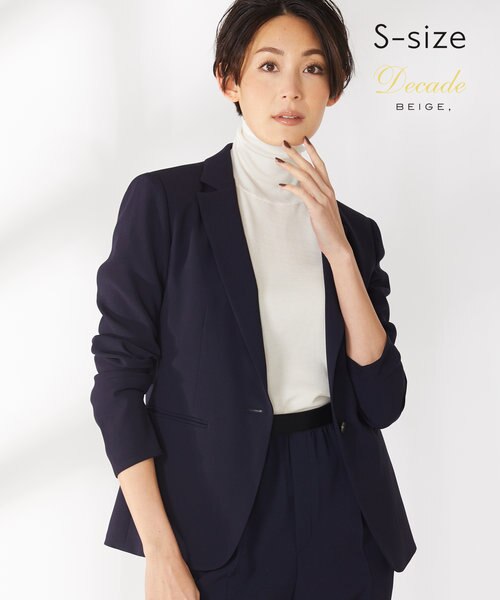 1361y美品 ベイジ CINDY テーラードジャケット 紺 Mアセテート S-size】CINDY / テーラードジャケット｜ベイジの通販｜&mall（アンド