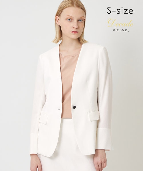 S-size】CAROLE / ノーカラージャケット｜ベイジの通販｜&mall（アンド