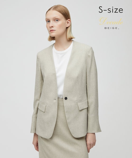 S-size】CAROLE / ノーカラージャケット｜ベイジの通販｜&mall（アンド