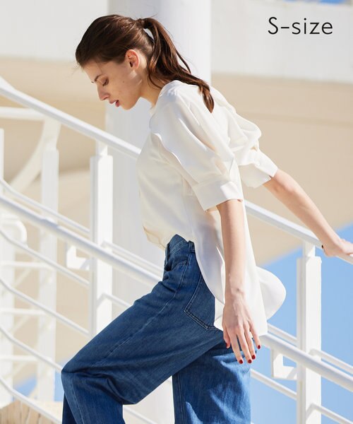 BEIGE, ベイジ 2 CELOSIA シアースリーブスタンドカラーブラウス BEIGE， ベイジ 2 CELOSIA シアースリーブスタンドカラーブラウス