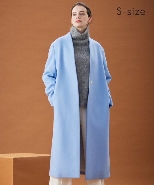 美品♡ ベイジ ノーカラーコート ロング丈 キャメル ベルト付き サイズ4 美品♡ ベイジ ノーカラーロングコート ベルト付き サイズ4 キャメル