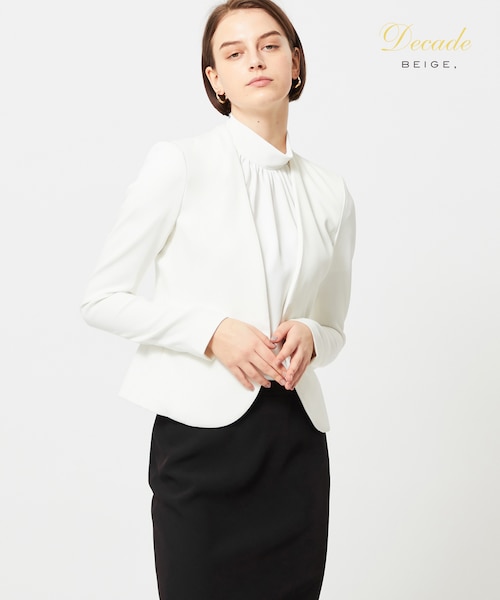 ティファニー【美品】ベイジ ノーカラージャケット LUIZA LUIZA / ノーカラージャケット｜ベイジの通販｜&mall（アンド