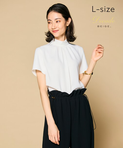 【L-size】EVA / ハイネックハーフスリーブブラウス