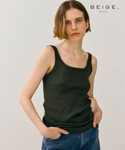 【BEIGE、ecru/WEB限定・洗える】RIB TOPS /  コットンシルクリブキャミソール