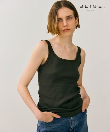 【BEIGE、ecru/WEB限定・洗える】RIB TOPS /  コットンシルクリブキャミソール