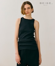【BEIGE、ecru/WEB限定・洗える】RIB TOPS /  コットンシルクアメリカンスリーブトップス