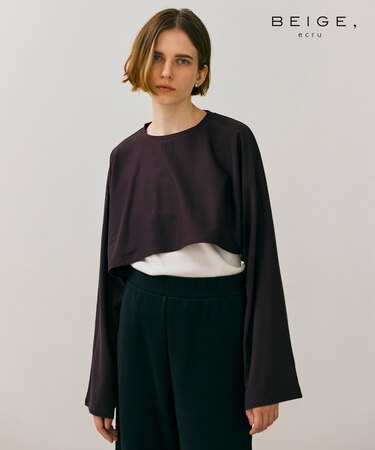 【BEIGE、ecru/WEB限定・洗える】JERSEY STITCH / コットンクロップドトップス