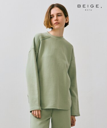 【BEIGE、ecru/WEB限定・洗える】LOOP BACK / コットンスウェットリブトップス