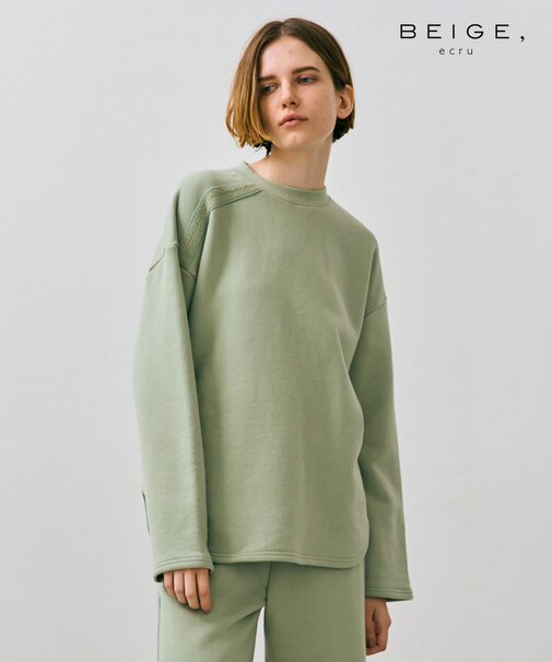 【BEIGE、ecru/WEB限定・洗える】LOOP BACK / コットンスウェットリブトップス