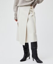 GRASSE / サテンベルト付きリバーラップスカート
