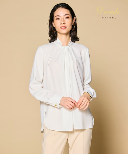 BEIGE 洗える ボウタイロングスリーブブラウス ブラック Decade 洗える】ANITA / ロングスリーブタックブラウス｜ベイジの通販