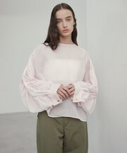 【洗える】PAULINE / タックギャザーリネンボリュームブラウス