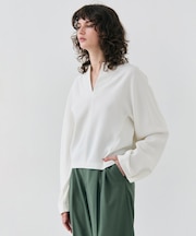 【洗える】RUE / スリットネックフォルムブラウス