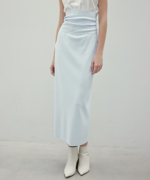 【洗える】LAURA / Iラインリブスカート