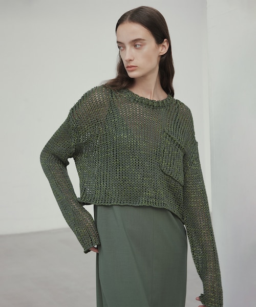 BEIGE, 【洗える】THYME / クルーネックコットンメッシュニット 洗える・STORY 6月号掲載】THYME / クルーネックコットン