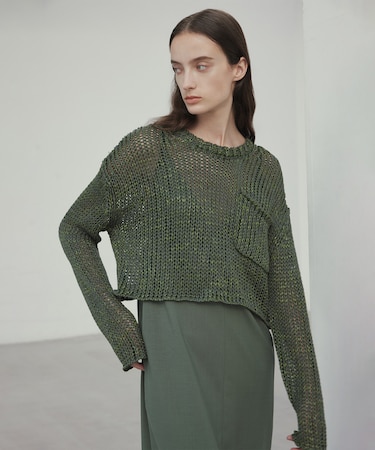 【洗える・STORY 6月号掲載】THYME / クルーネックコットンメッシュニット
