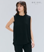 【BEIGE、ecru/WEB限定・洗える】FINE DRY TOUCH / ねじりデザインコットンノースリーブトップス