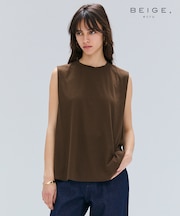 【BEIGE、ecru/WEB限定・洗える】FINE DRY TOUCH / ねじりデザインコットンノースリーブトップス