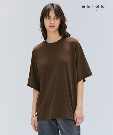 【BEIGE、ecru/WEB限定・洗える】FINE DRY TOUCH / ねじりデザインコットンオーバーサイズTシャツ