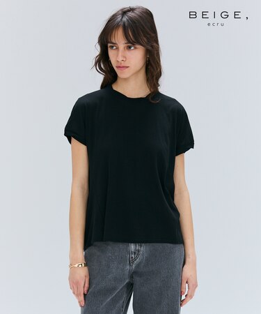 【BEIGE、ecru/WEB限定・洗える】FINE DRY TOUCH / ねじりデザインコットンクルーネックTシャツ