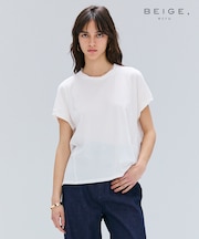 【BEIGE、ecru/WEB限定・洗える】FINE DRY TOUCH / ねじりデザインコットンクルーネックTシャツ