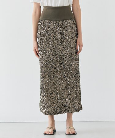 【洗える】ALYSSUME / スパンコールストレッチニットスカート