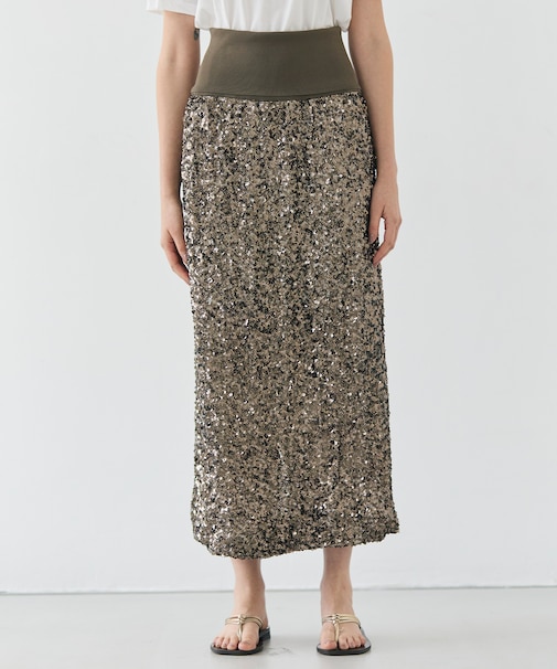 【洗える】ALYSSUME / スパンコールストレッチニットスカート