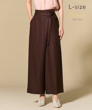 【L-size】CAROLE / リネンライクラップワイドパンツ