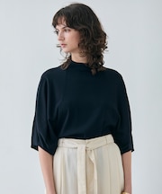 【洗える】NADIA / ボリュームスリーブ半袖ボトルネックニット