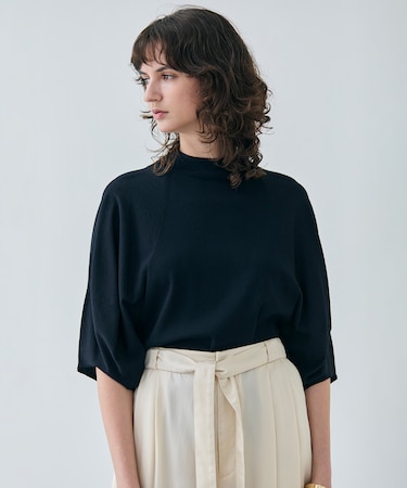 【洗える】NADIA / ボリュームスリーブ半袖ボトルネックニット