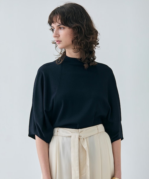 【洗える】NADIA / ボリュームスリーブ半袖ボトルネックニット