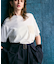 【洗える】NADIA / レザーポケット付き半袖ニットTシャツ