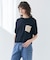 【洗える】NADIA / レザーポケット付き半袖ニットTシャツ
