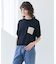 【洗える】NADIA / レザーポケット付き半袖ニットTシャツ