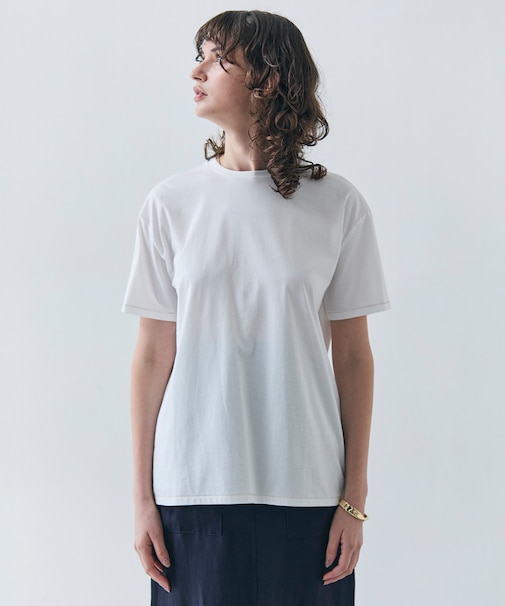 【洗える】VERONICA / カラーステッチ半袖クルーネックＴシャツ