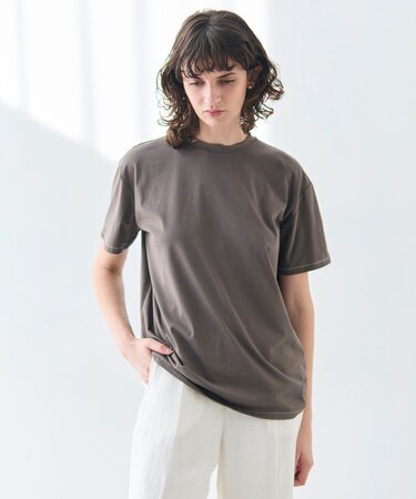 【洗える】VERONICA / カラーステッチ半袖クルーネックＴシャツ