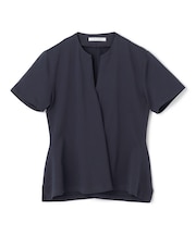 【洗える】STOCK / オーガニックコットン半袖Vスリットトップス