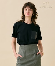 【WEB限定・洗える】TORENIA / レザーポケットコットンクルーネックTシャツ
