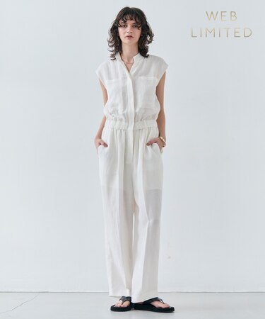 【洗える】BERNARD / リネンノースリーブオールインワン