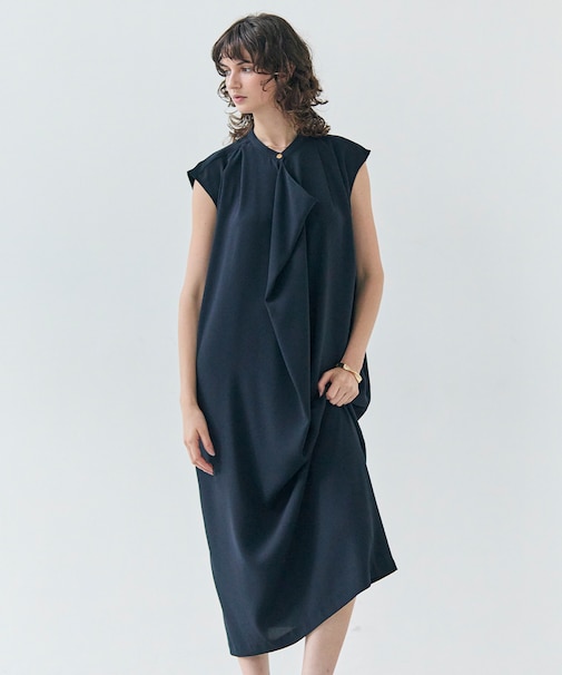 【洗える】FLEUR / フロントドレープノースリーブドレス